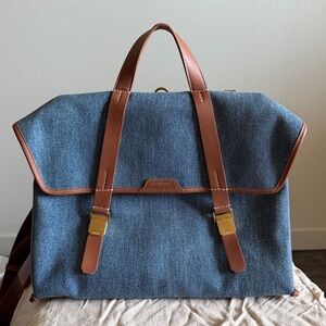 [NWOT] Songmont Shan Briefcase backpack - Denim & Leather - Incl. Dust Bag